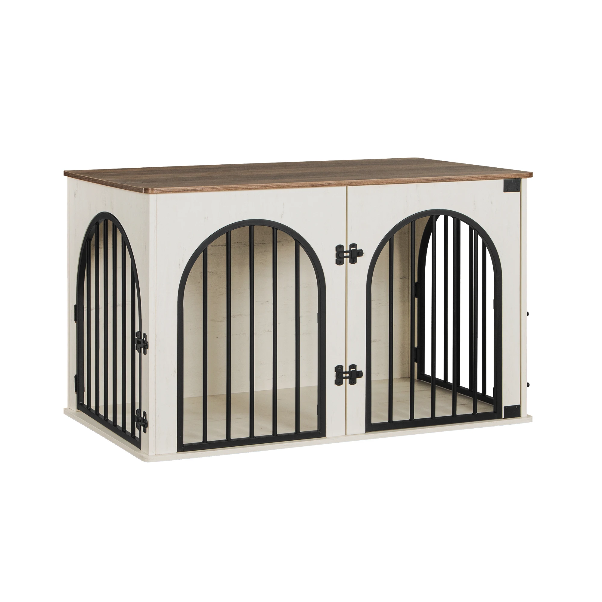 Robuuste hondenkennelmeubels, 100 cm hondenbox voor thuis, 3 deuren, boogdeur, moderne hondenbox voor binnen, bijzettafel