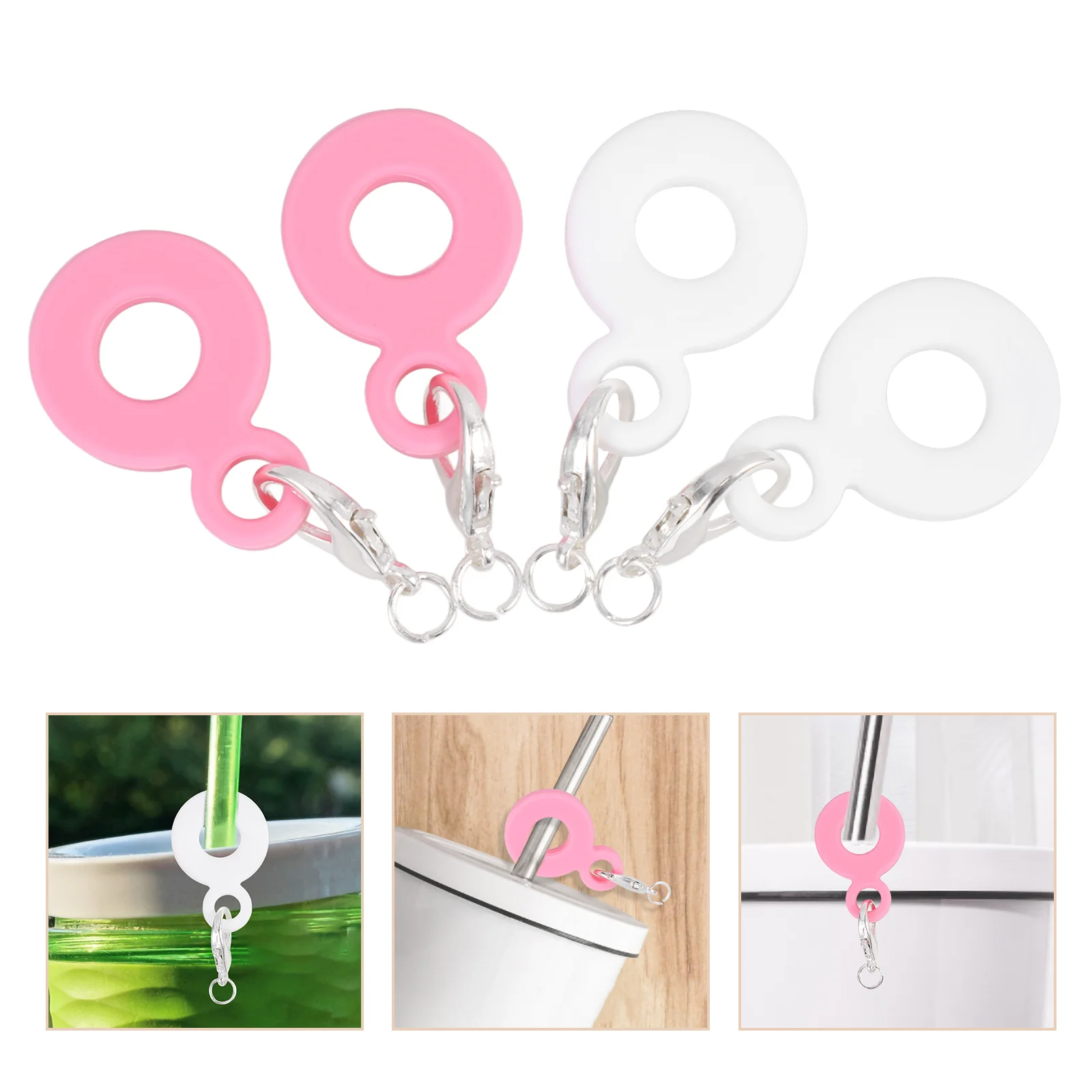 Breloques en silicone pour tasses à eau, ornements de paille, poignée, pointe d'insertion, adaptateur de prise, pendentif, décor de boissons ouvertement mignon, 4 pièces