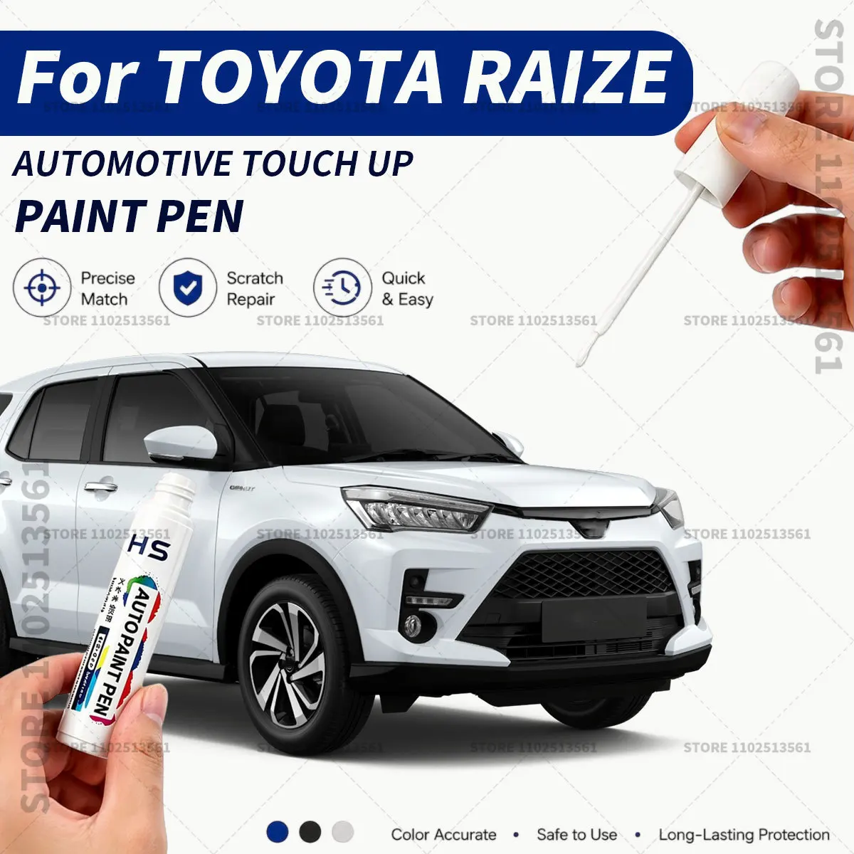 For TOYOTA RAIZE White Black Professional Car Touch Up Paint Pen Scratch Repair Paint Brush for Automotive Paint Restoration