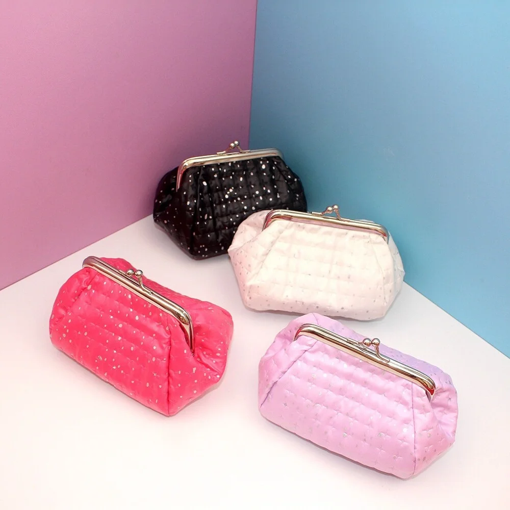 Retro Kiss‑Lock Small Storage Bags Coin Purse Ladies Quilted Mini Cosmetic Bag Portable Card Harajuku Simplicity Pouch Wallet