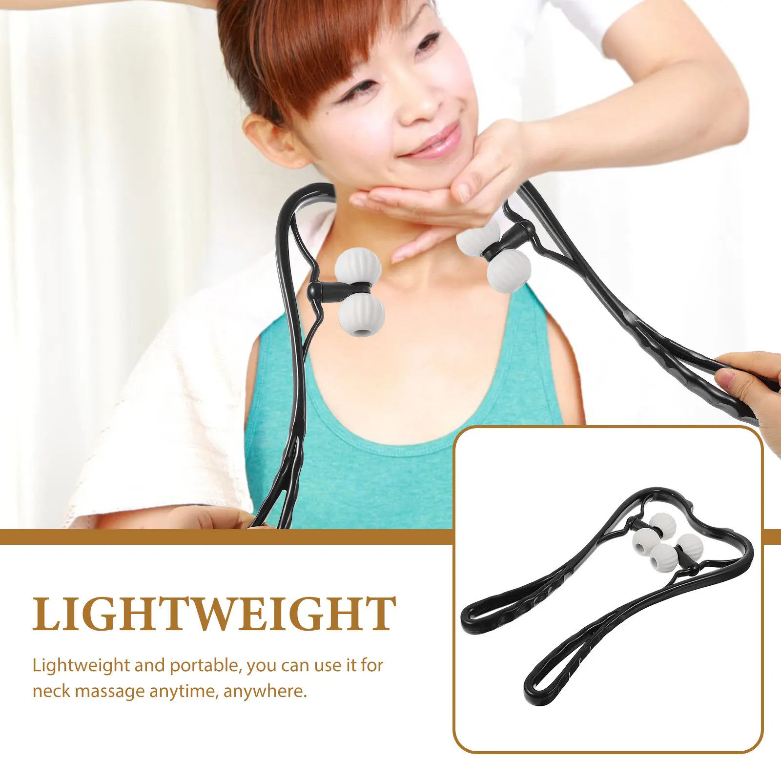 

Portable Neck Massager Roller Manual Cervical Pain Relief Device Sturdy Handheld Massage Ball for Deep Tissue Neck Care for Men