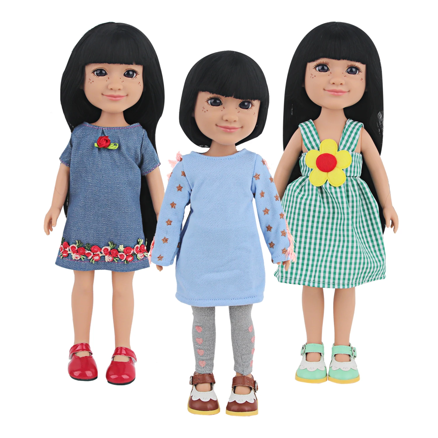 14 Inches Dolls With Clothes Shoes 35 cm Doll With Smooth Long Black Hair, Big Shiny Brown Eyes High Quality Enamel Doll Gifts