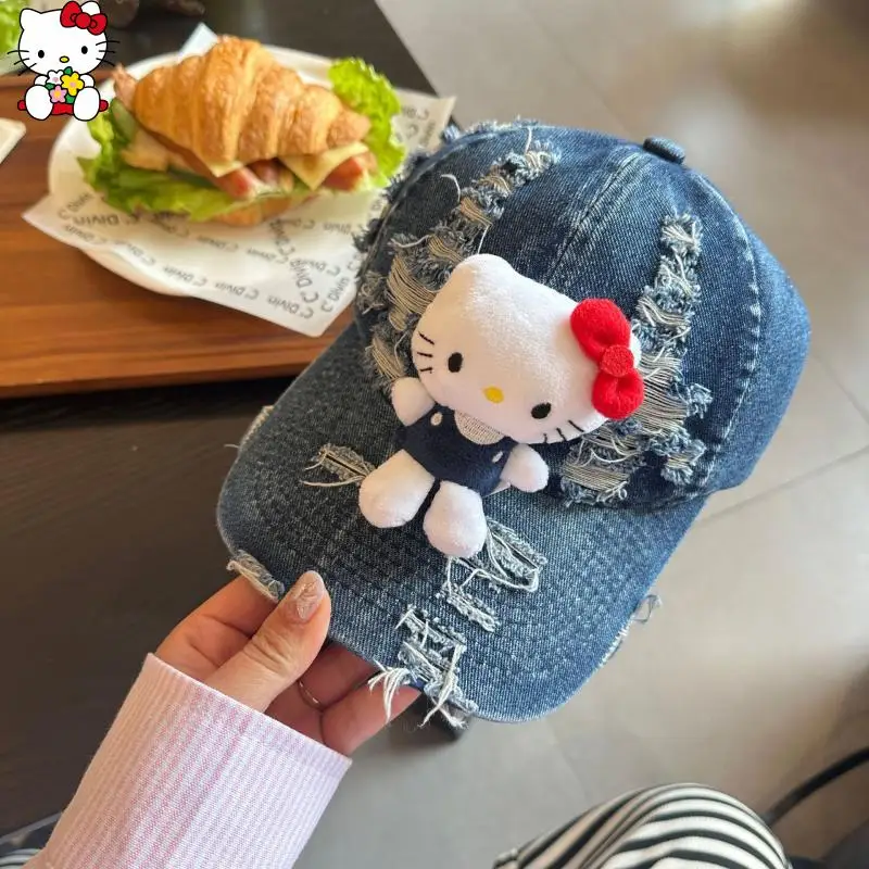 

Милая шляпа с утиным языком «Hello Kitty», ретро ковбойская бейсболка с отверстием, мультяшная бейсболка, солнцезащитный козырек на открытом воздухе, шляпа с утиным языком, модный подарок