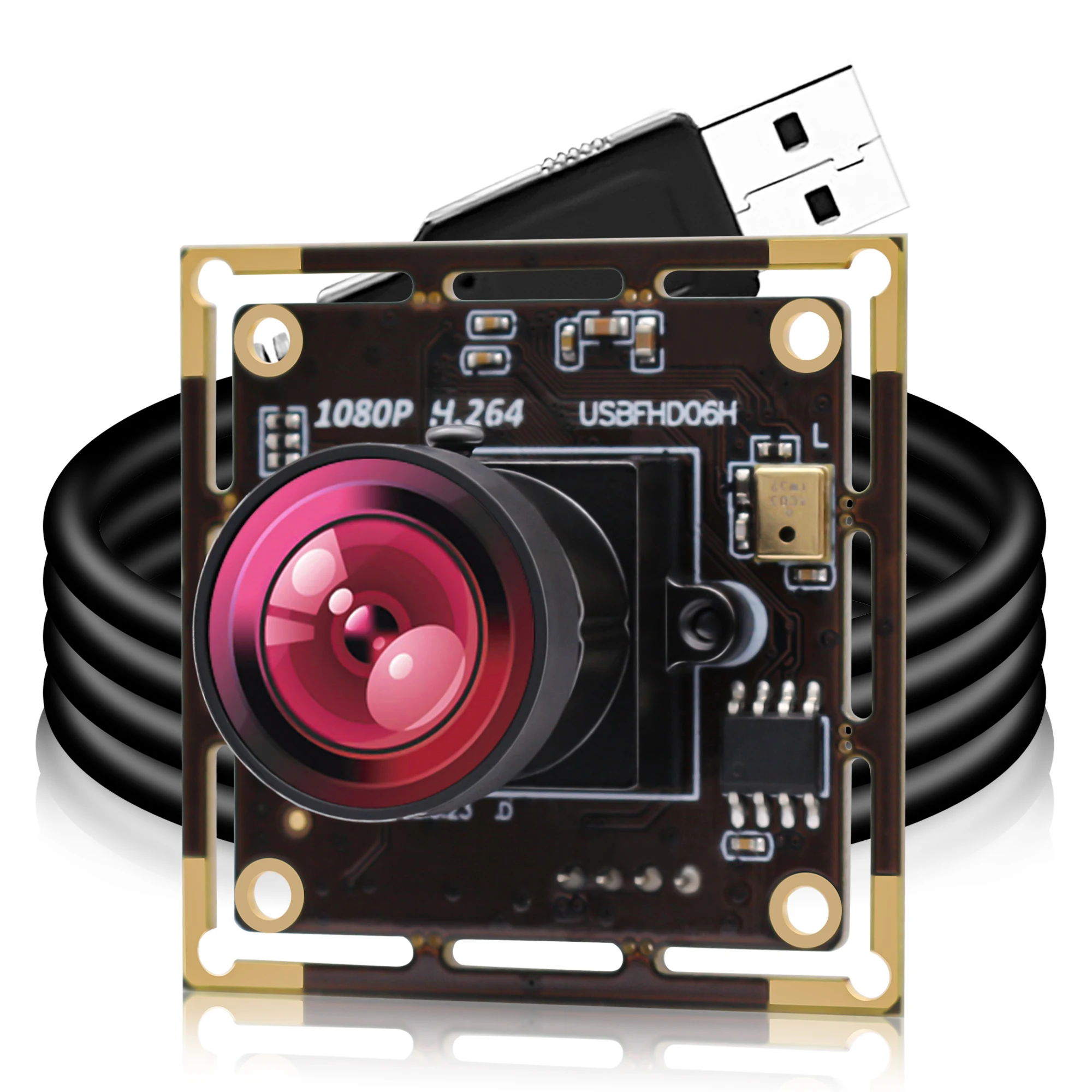 

ELP Fisheye 1080P HD Mini USB Camera Module Low light 170 Degree Wi de Angle Webcam with Mic for Industrial and Medical Use