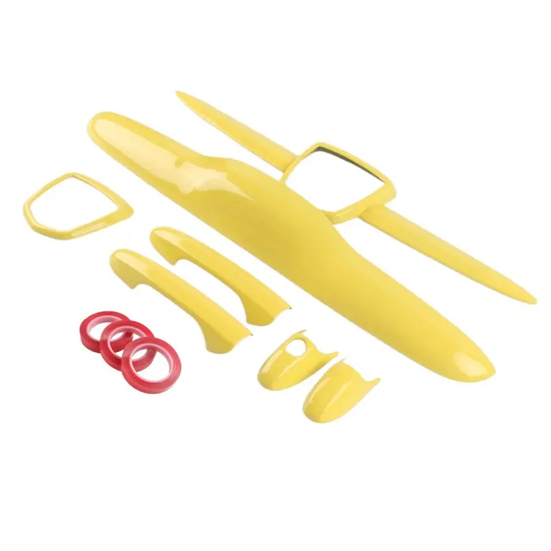 

Complete Exterior Cover Kit Front Rear Badge Cover+Trunk Handle Cover+Door Handle Cover For Fiat Abarth 500 595 695 Y