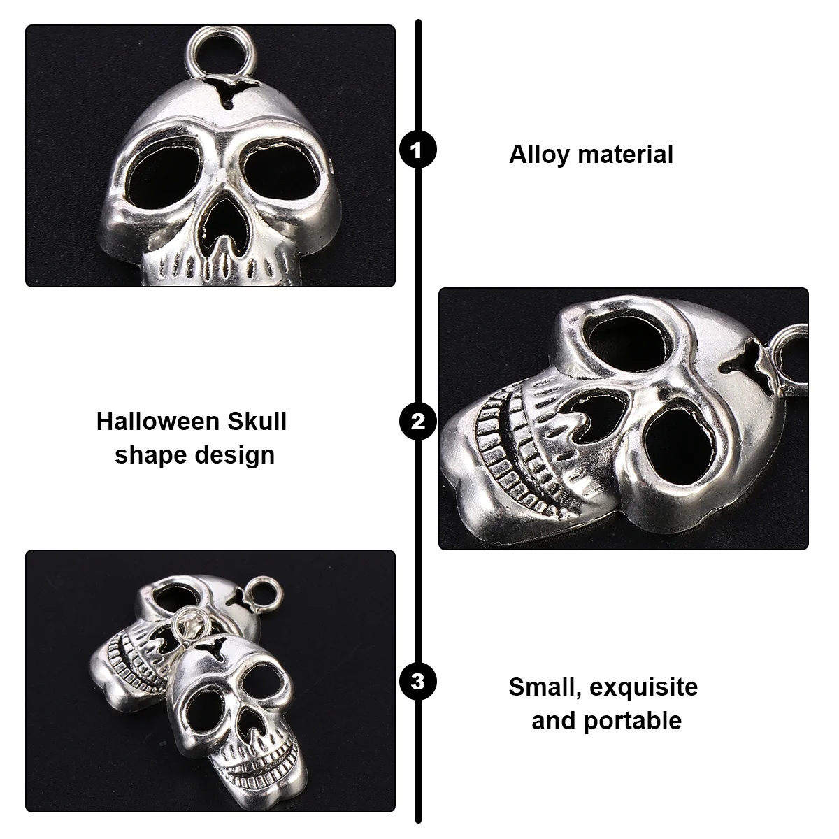 

1 комплект, брелок с подвеской в виде черепа на Хэллоуин, универсальный материал из сплава, прочный, длительный срок использования, изысканное портативное ожерелье, серьги