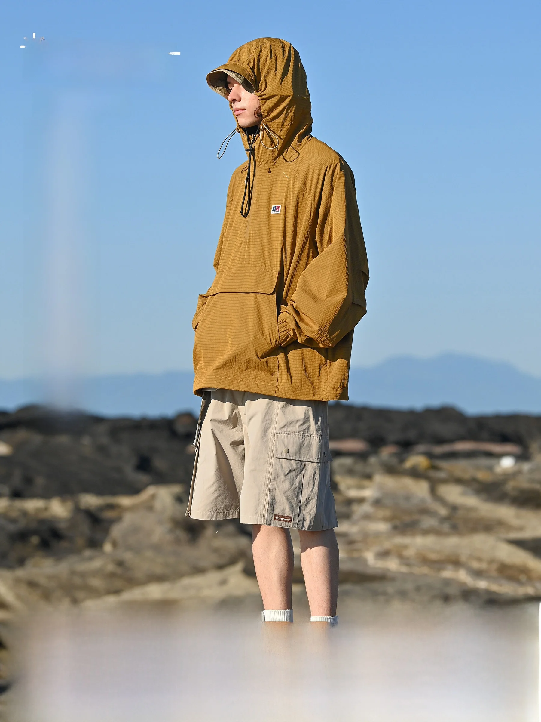 

Nome Outdoor Skin Jaet f Open Collar Hooded Bicycle Riding Outerwear UPF50 Sun Protection Loose Fit Nylon Fabric