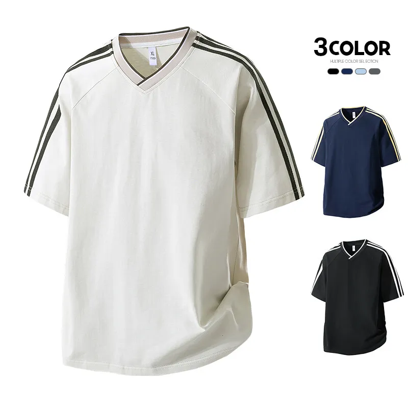 

Модные повседневные мужские спортивные футболки, топы, летние быстросохнущие мужские футболки с короткими рукавами, брендовая мужская одежда в полоску с v-образным вырезом, уличная одежда