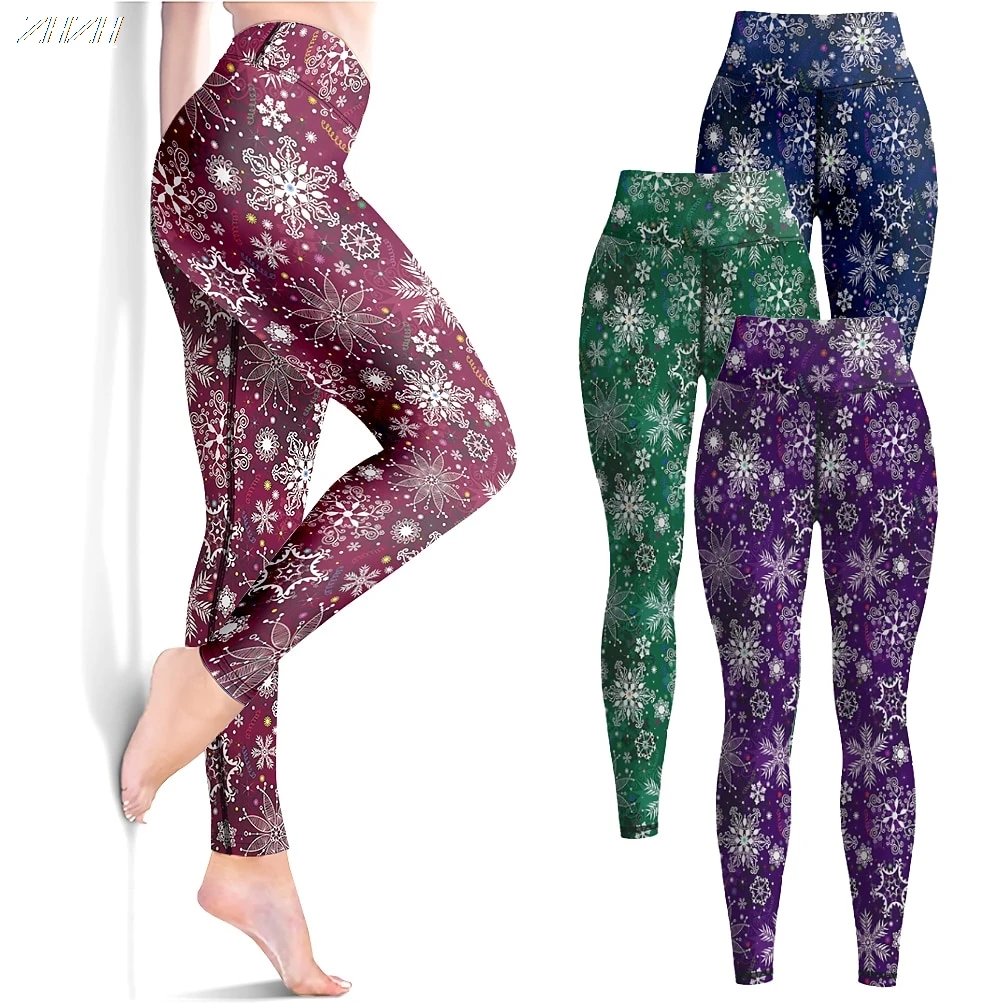 سراويل اليوغا النسائية للتحكم في الخصر العالي في صالة الألعاب الرياضية والجري واللياقة البدنية سراويل ضيقة مقصوصة لعيد الميلاد ملابس رياضية عالية المرونة #1