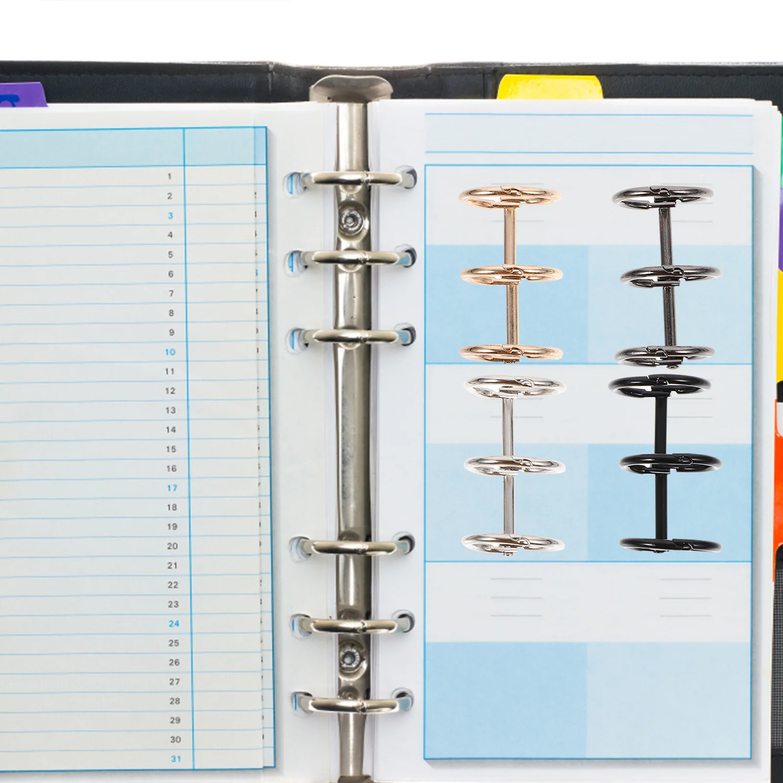 

4Pcs Metal Binder Rings Three-Hole Book Clips DIY Loose Leaf Rings Notebook Organization Office School Binder Ring Replacements