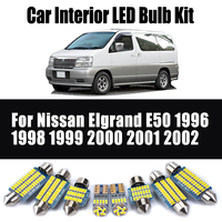16Pcs For Nissan Elgrand E50 1996 1998 1999 2000 2001 2002 Car Accessories LED Interior Map Reading Number Plate Bulbs Light Kit