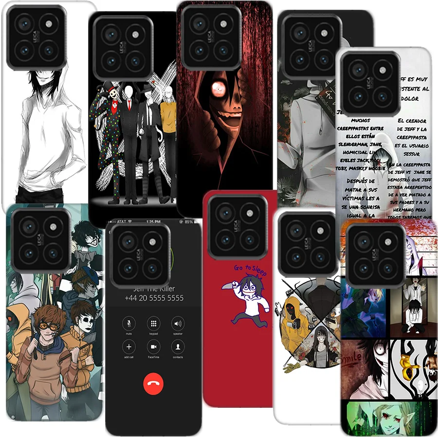 Anime Jeff The Killer Clear Phone Case For Xiaom Mi 12 12T 11T 10T 9T 13 11 10 9 8 Lite CC9 CC9E Pro 6X 5X A1 A2 A3 Cover Coque