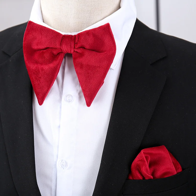 Fashion Velvet Big Bowties Flannelette Large Size Bow Ties For Men Formal Dress Handkerchief Wedding Party Tuxedo Groom Bow Knot