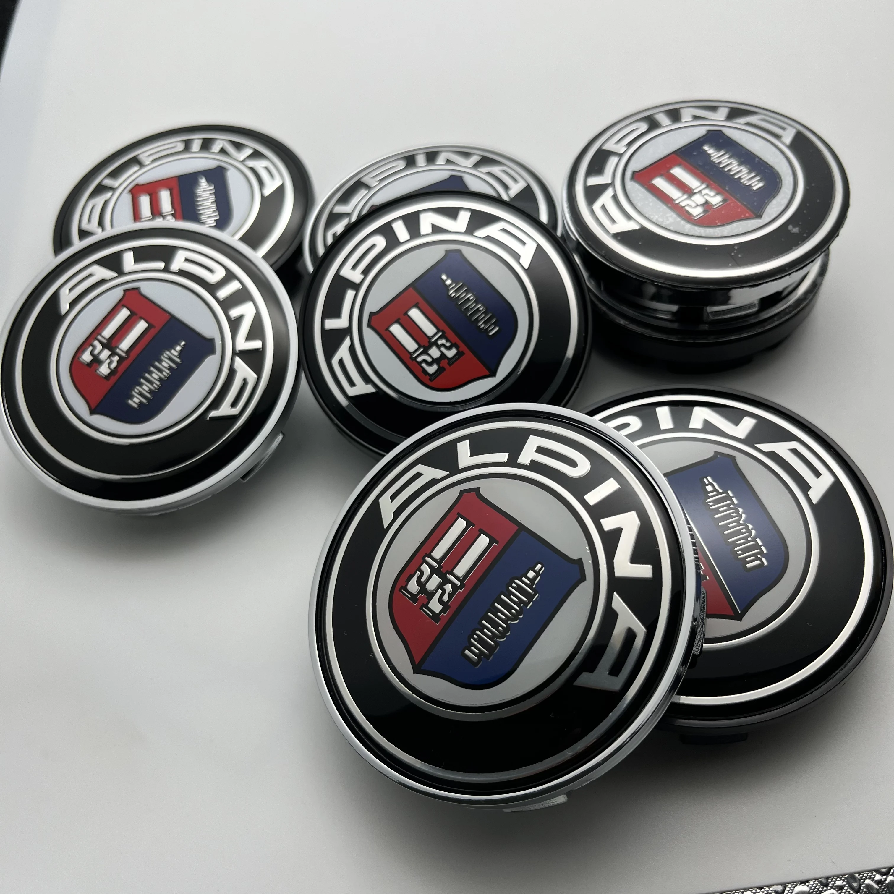 

4pcs 56mm60mm65mm68mm Black/SilverWheelCenter Cap Hub Cover BadgeStickers Car Styling Accessories Fit For Alpina E46 E90 F10 f30