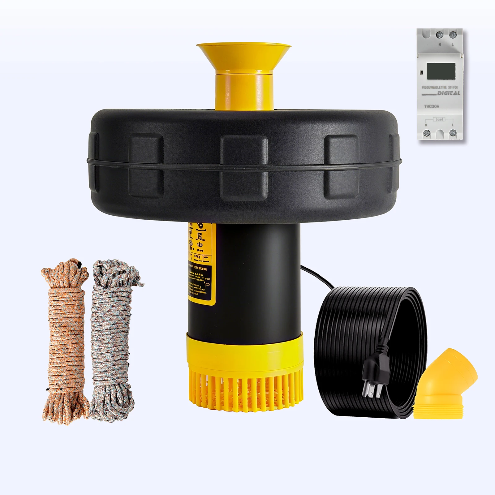 Pond Fountain Aerator Pump with Timer, 50ft Power Cord, 2 Spray Patterns, Energy-Efficient Water Circulation for Ponds & Lakes, Easy Installation