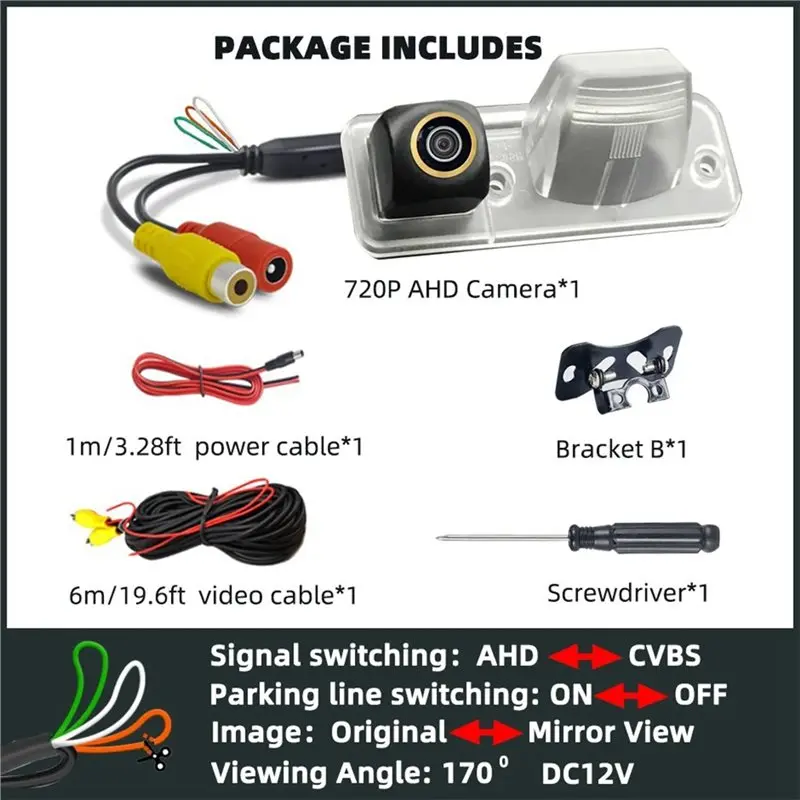 ABVO-For Eurovan Caravelle Transporter 1990-2003 Compatible 720P AHD Backup Camera 170° With Mounting Brackets view 5