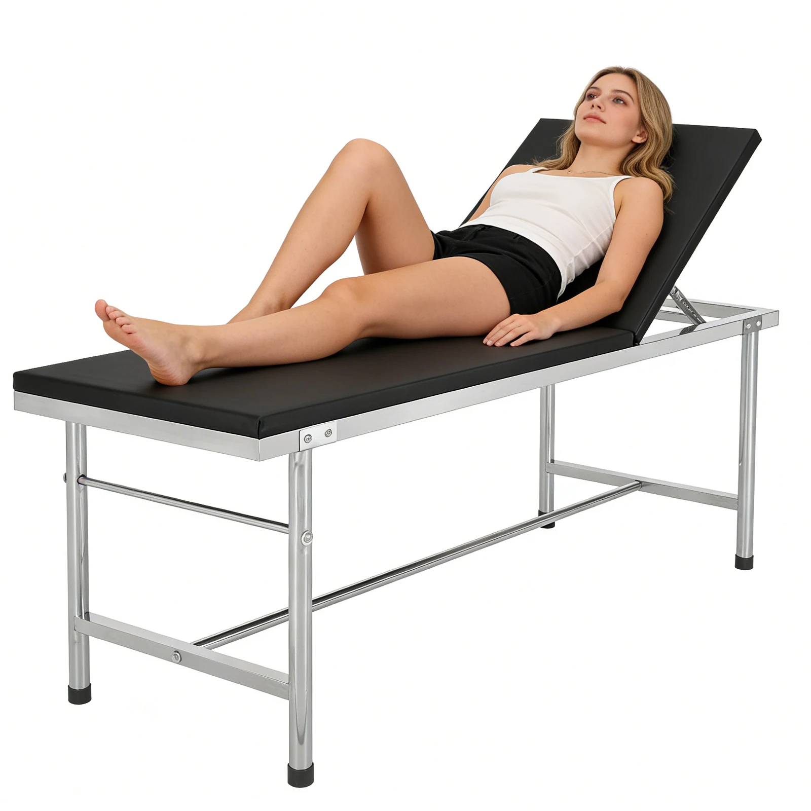 Exam Table Adjustable Backrest Elderly Care Table with Paper Roll Dispenser Esthetician Bed for Beauty Salon SPA Tattoo Studio