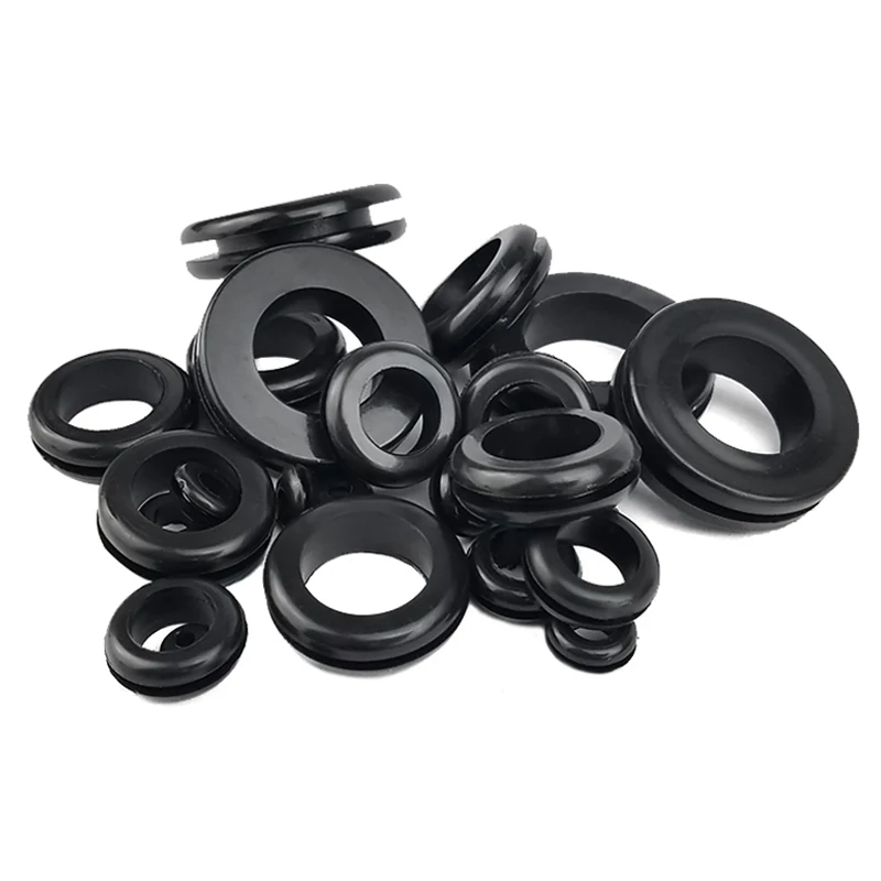 Grommets de fiação de borracha preta, bobina dupla face, O-Ring, anel de vedação, ID, 3-22mm