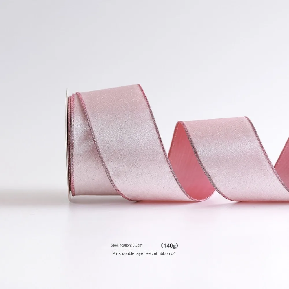 New 10 Yards Christmas Ribbons Rose Gold Imitation Hemp Material Weave Ribbon Wired Edge Bow Material Gift Packaging