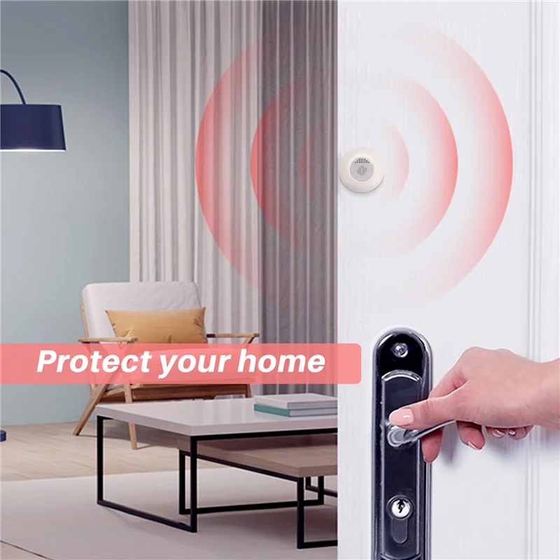 ABGR-Tuya-Sensor de vibración Zigbee, vibrador inteligente para el hogar, Detector antirrobo para puerta y ventana, protección de seguridad por aplicación Smart Life