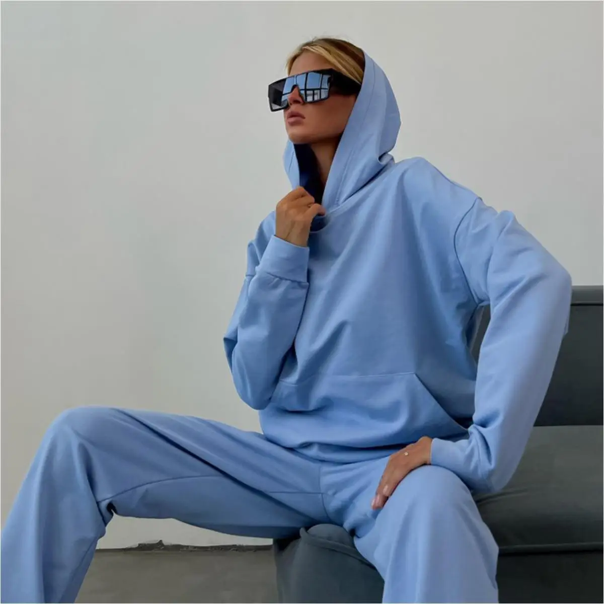 

2023 New Faionable Hoodie Sweatirt Set Casual Sportswear Two-Piece Suit for Women Long Sve Autumn Long Pants