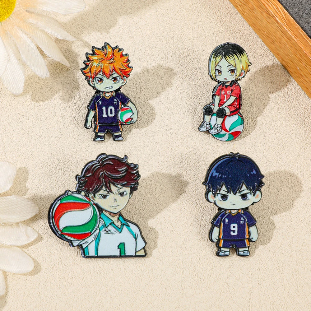 Cartoon Volleyball Sport Theme Enamel Cute Q‑Version Athlete Character Brooches Alloy Badges for Backpack Clothing Decor Gift