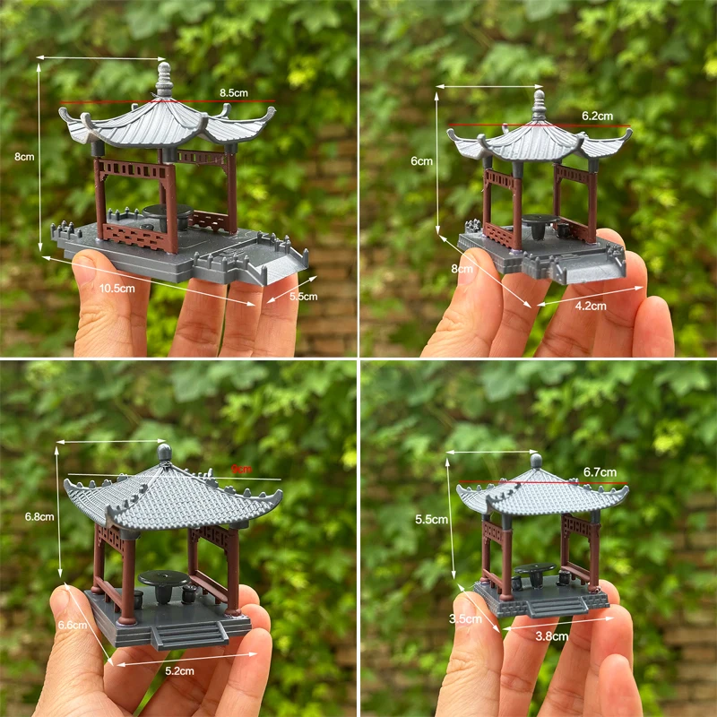 Retro Chinese pavilion model pavilion Chinese garden decoration material 1/87 Ho scale landscape decoration train railway layout