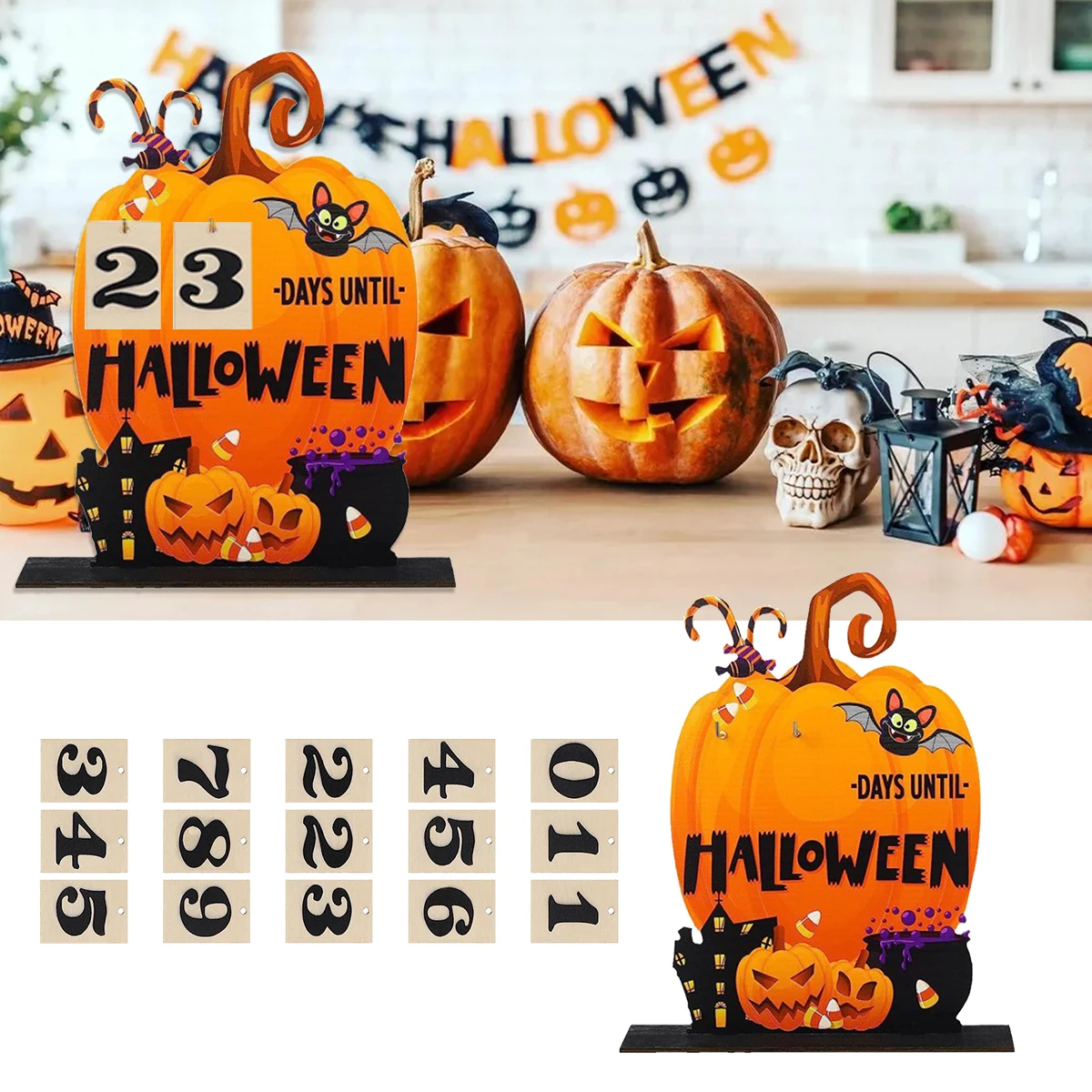 

Newest Home Decor Items Countdown Halloween Calendar Halloween House Pumpkin Shaped Calendar Table Decoration & Accessories