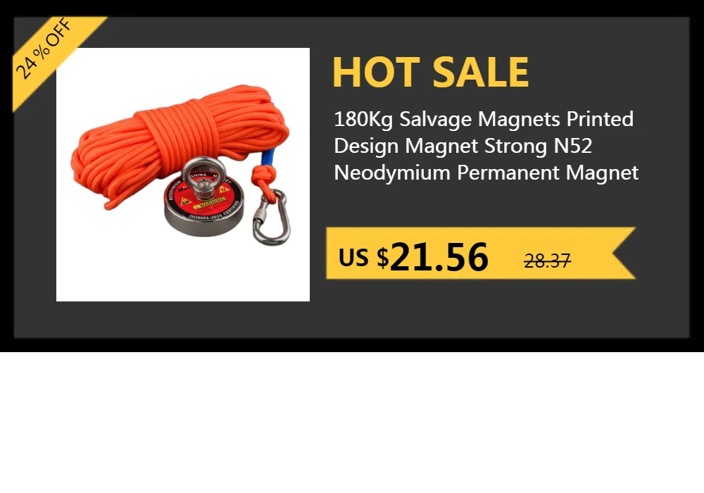 500kg Strong Neodymium Round Magnet Set with 20m Rope Claw 250kg*2 Outdoor Fishing Doulbe Sided Combined Metal Detecting