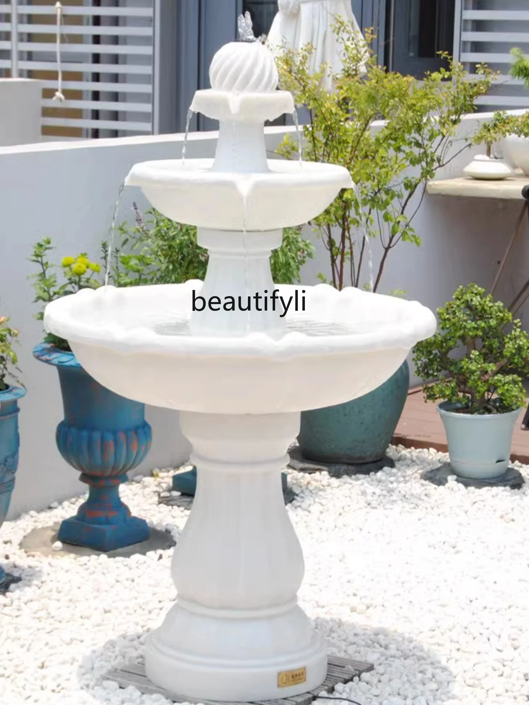 Garden Fountain Outdoor Solar Energy Flowing Water Ornaments Villa Circulating Water Landscape Landscaping Fontana Di Trevi