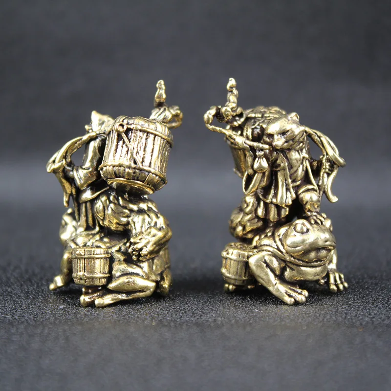 1/2Pcs Fox Fairy Ornament Home Office Tabletop Ornament Fox Fairy Golden Toad Brass