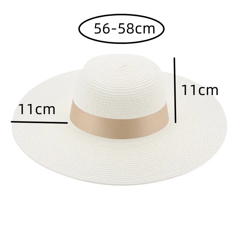 

Hat Beach Hat Summer Straw Sun Hats for Women Solid Dome Rount Top Big Brim 11cm Band Luxury Casual Sun Protection New Gorras