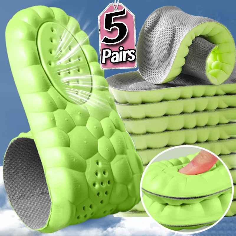Sport Insoles for Running Shoes Men Women High Elastic Shock Absorption Sole Pad Breathable 4D Arch Support Orthopedic Inserts