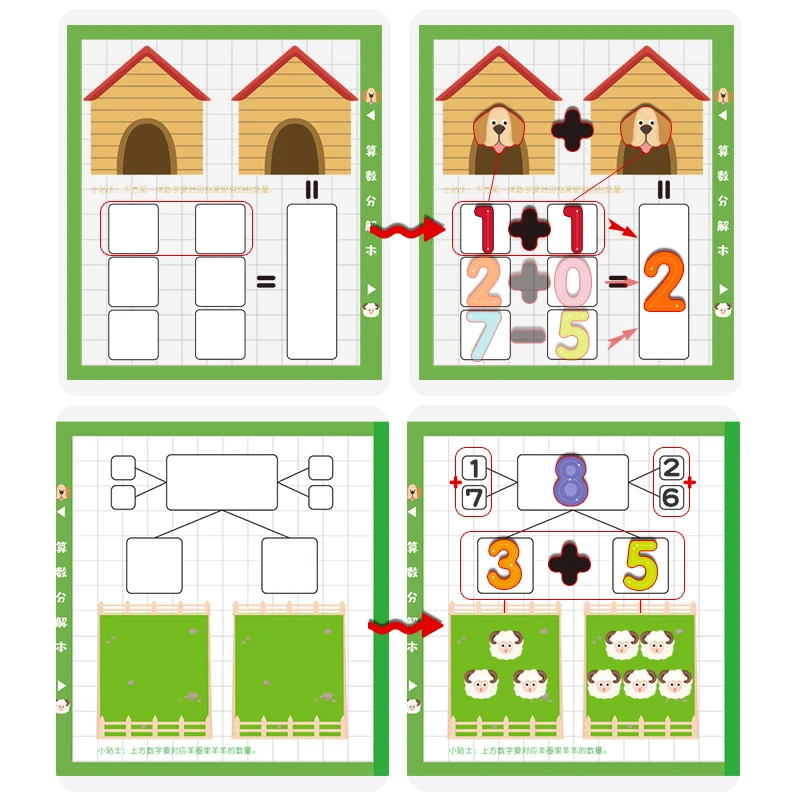 Kinder Mathe Arithmetik Buch Kinder magnetische Aufkleber digitale Zersetzung Arithmetik Montessori frühes Lernen Bildung Spielzeug