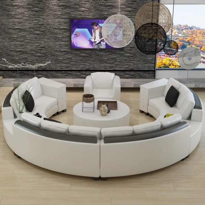 Business hotel reception area, reception area, office curved multi-person sofa combination, modern creative sales office