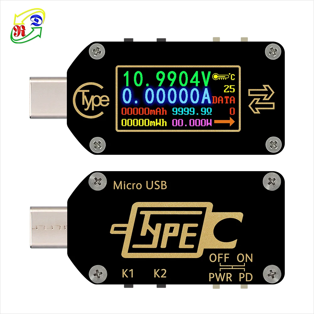 電圧計Tc66c,USB,iOS,Android,type-c,pd,電圧計,2ウェイ,電流計,容量バッテリーテスター用