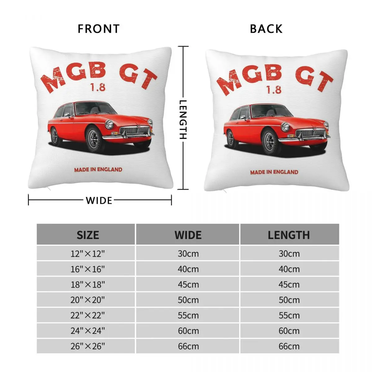 The Mgb Gt T Square Pillowcase Polyester Linen Velvet Creative Zip Decor Car