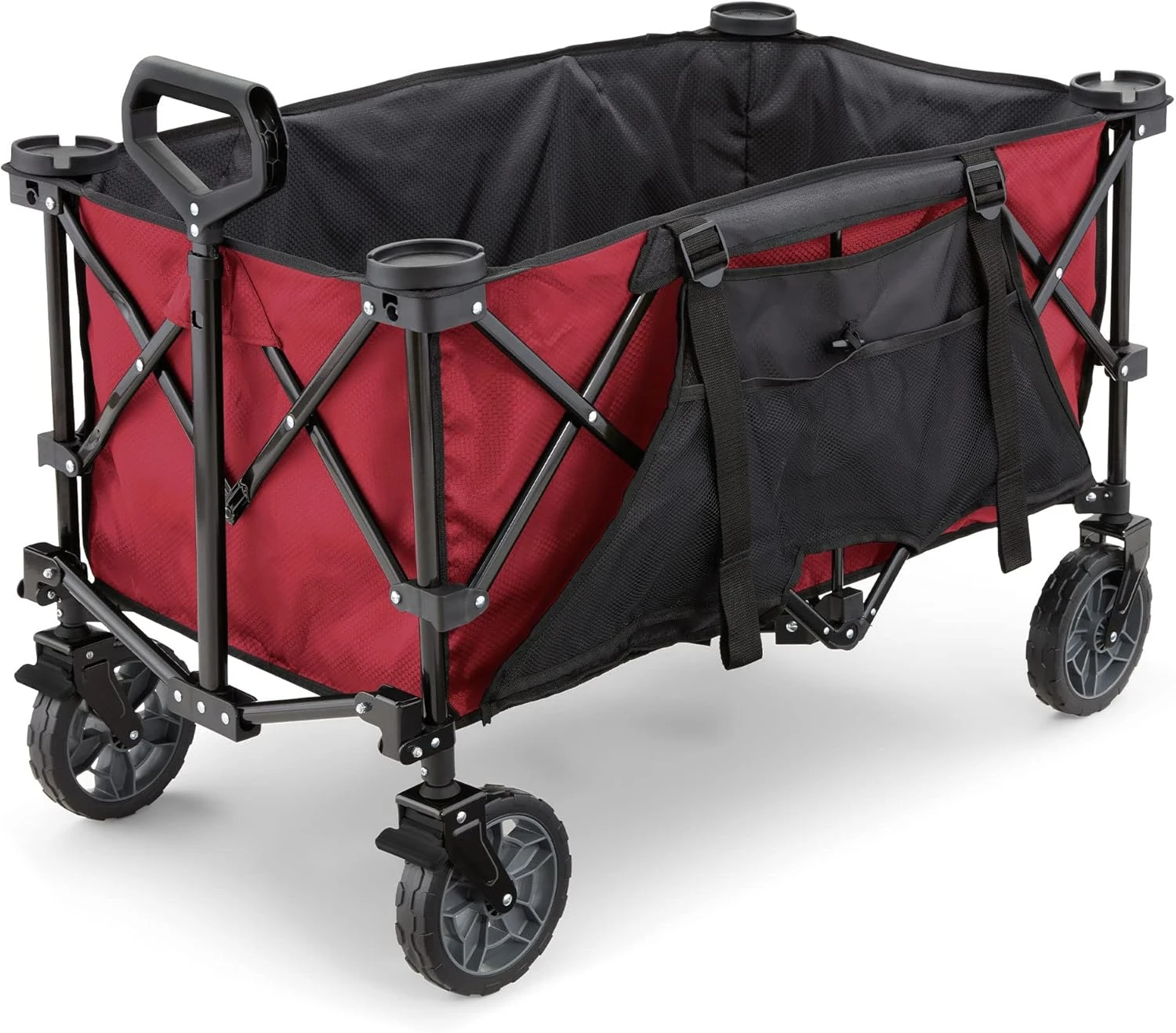 

7 cubic feet foldable outdoor utility vehicle, beach buggy, carrying capacity of 150 pounds, extra large bed, red color