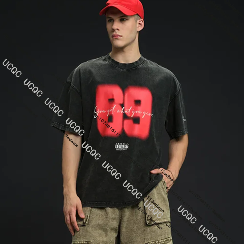 

Latest Vintage Style 69 Number Graphic T-Shirt Mens Wash Cotton Tee Print Streetwear Top Casual Fashion Hip Hop Style Clothing
