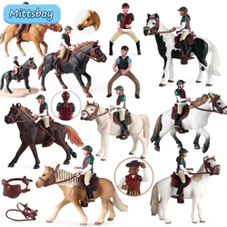Simulation Farm Solid Black Horse Farm Racing Model Action Figures Emulational Horseman Animal Figurine Educational toy For Gift