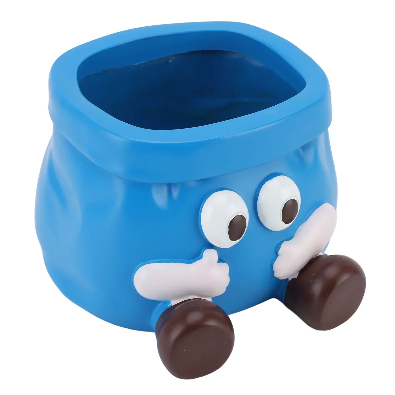 Cute Cream-Style Resin Succulent Pot Blue/Yellow, with Drainage Hole, Sturdy for Indoor/Outdoor Plants, Key Storage & Home Decor