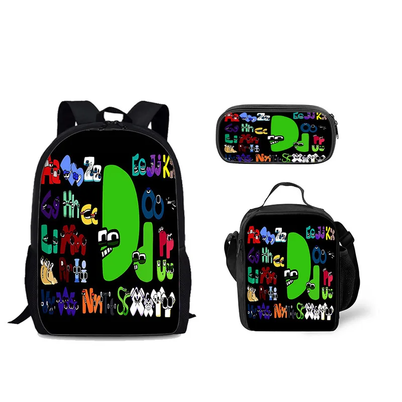 

Creative Fashion Funny Alphabet Lore 3D Print 3pcs/Set pupil Large Capacity Bag Laptop Daypack Backpack Lunch bag Pencil Case