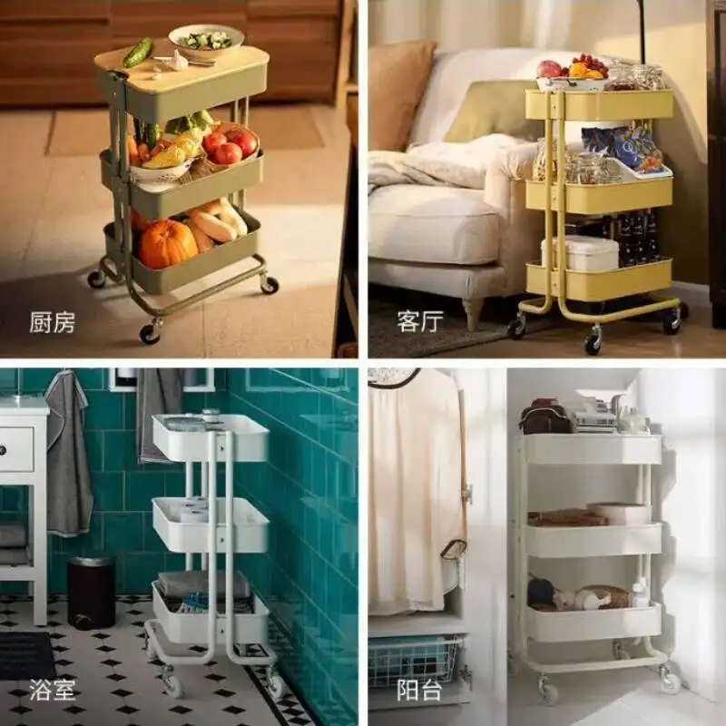 المطبخ الحديثة عربة الحمام رف عربة الطعام تخزين المحمول عربة التسوق عربات التسوق عربة التسوق 4 عجلات عربة اليد #6