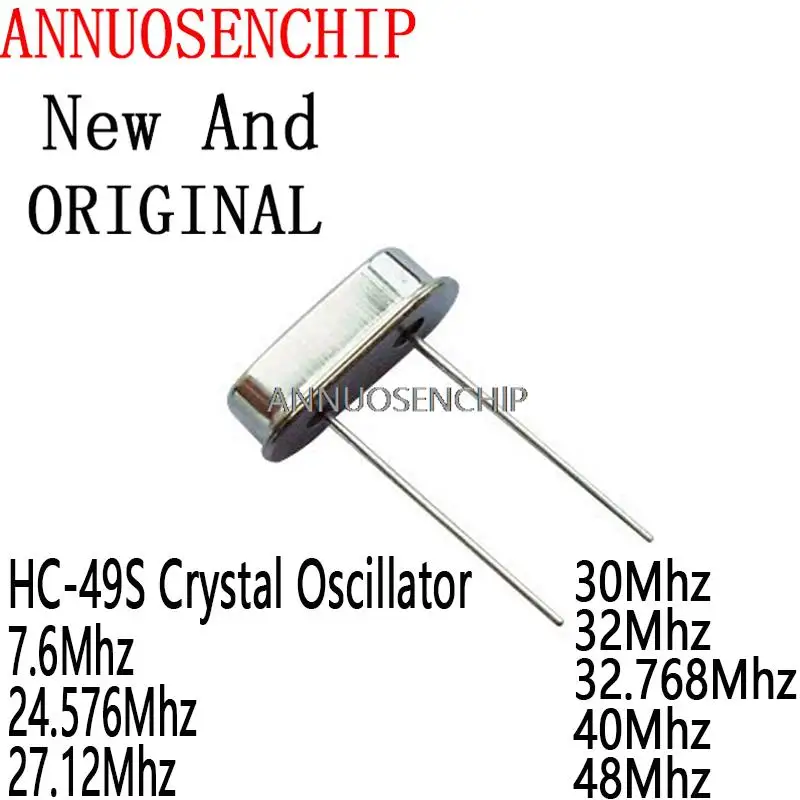 10PCS HC-49S Crystal Oscillator DIP-2 49S 7.6Mhz 7.6M 24.576Mhz 27.12Mhz 30Mhz 32Mhz 32.768Mhz 40Mhz 40M 48Mhz 