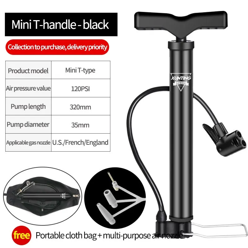 Xunting Mountain Bike Road Bike Pump MAX 140PSI Riding Portable Mini Bicycle Pump Basketball Toy Inflatable Tube Riding