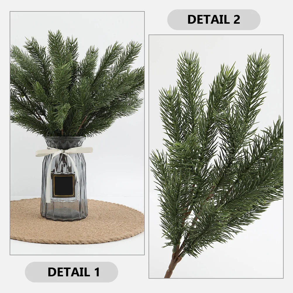 

3Pcs Simulation Pine Needles Stems Realistic Christmas Decoration Fake Greenery Pine Picks Winter Holiday Gift
