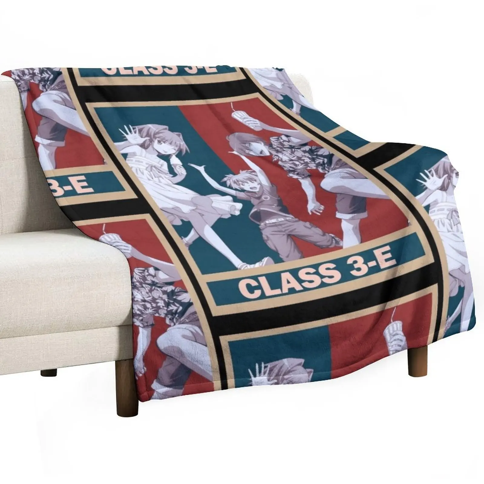 Assassination Classroom Vintage Vector Design Throw Blanket Retros Summer Beddings For Decorative Sofa Decorative Sofas Blankets