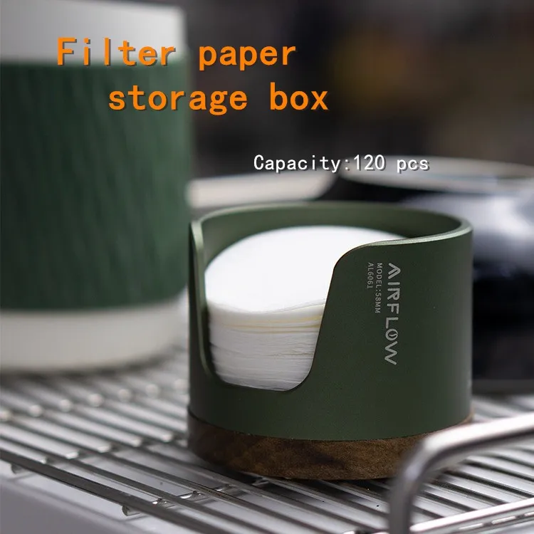 51/53/58MM Round Filter Paper Holder Universal Storage Box With Handle Dust Box 120Pcs Moka Pot Coffee Filter Paper Organizer