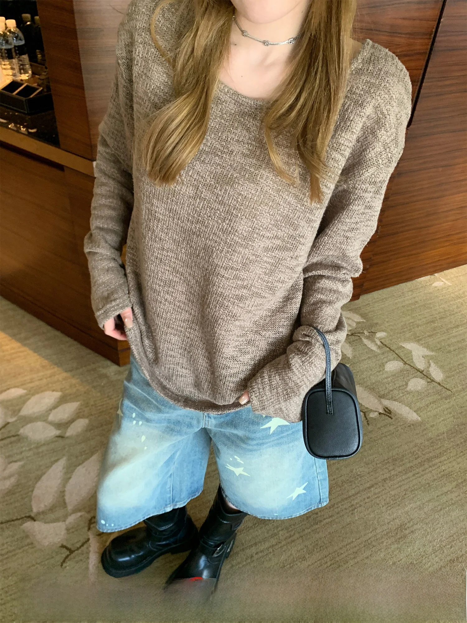 

Retro Loose Lazy Knitted Sweater Early Spring Aosphere Sensation Loose Fit Casual Vintage Sle Women's Long Sve Top