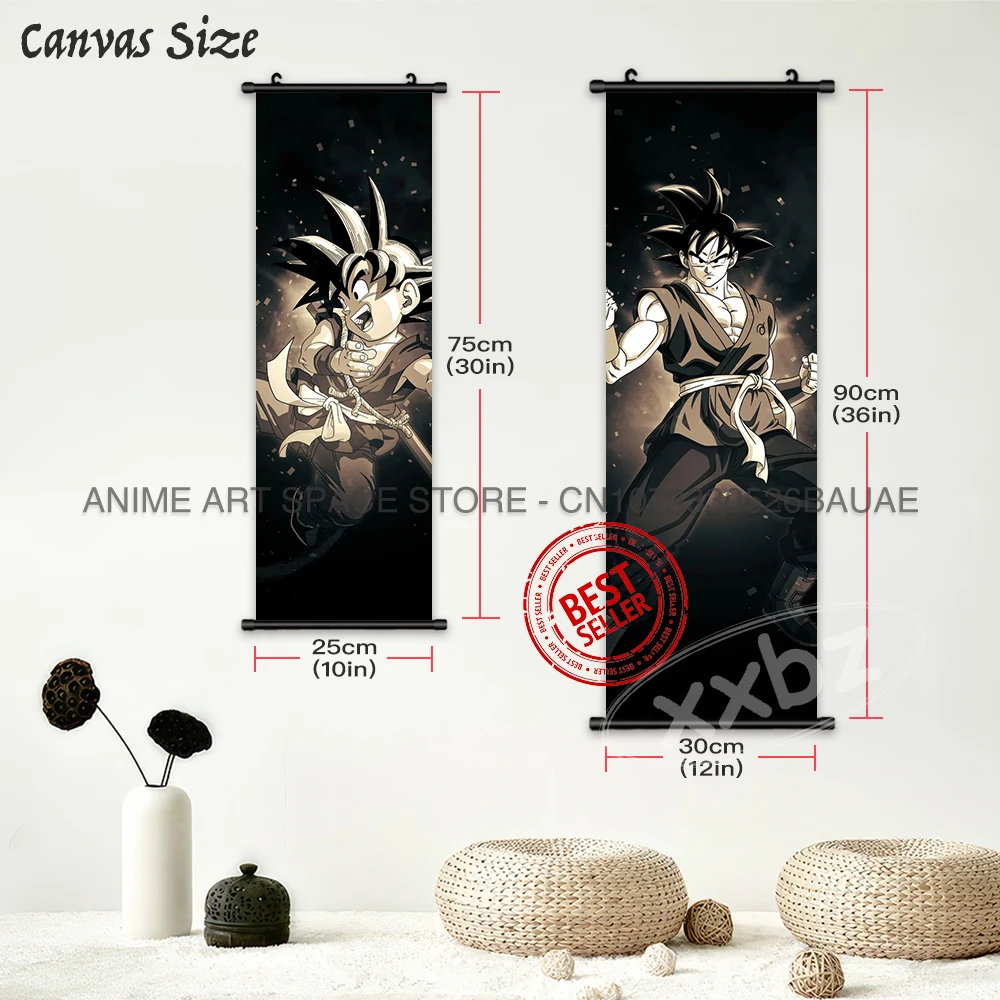Dragon Ball hängende Gemälde, Heimdekoration, Vegeta, Leinwandrollen, Bild, Wandkunst, gedrucktes Anime-Poster, Gohan-Kunstwerk, Computerzimmer – Detail 5